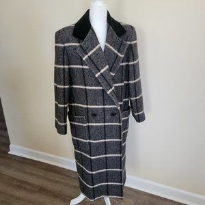 Vintage Bill Blass Signature Single Breasted Lined Pea Coat Wool USA Sz 4 Plaid